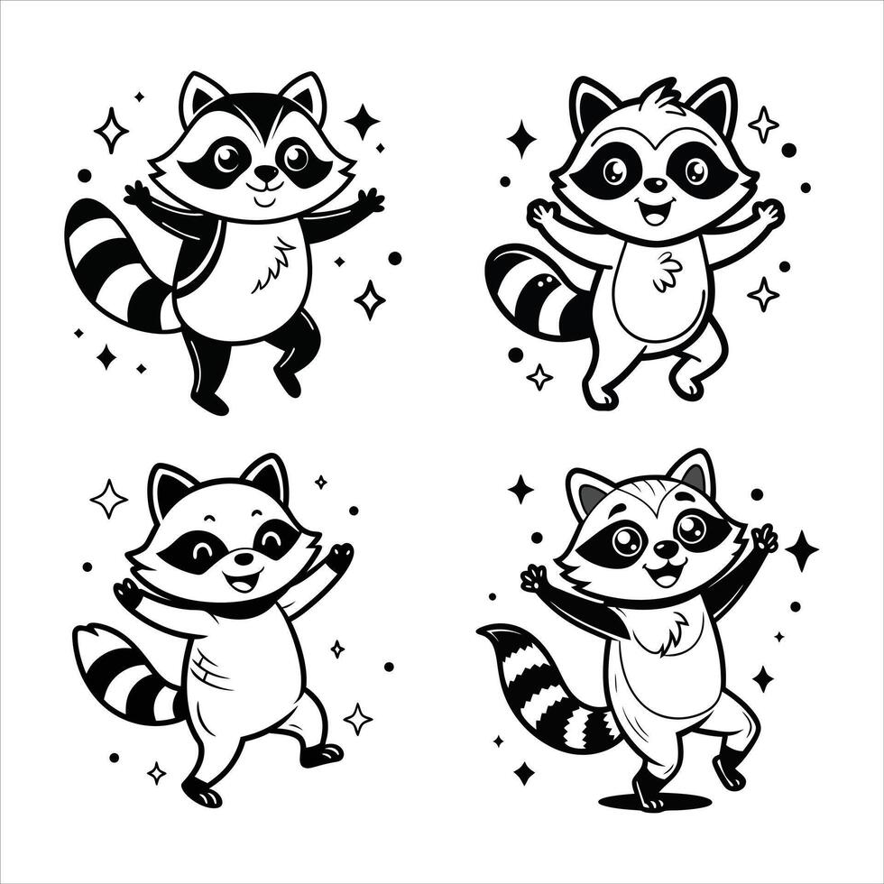 Whimsical Raccoon Rhythm vector