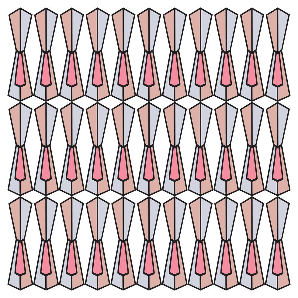 A geometric pattern of stylized ties in shades of pink and beige against a white background, arranged in a grid formation. vector