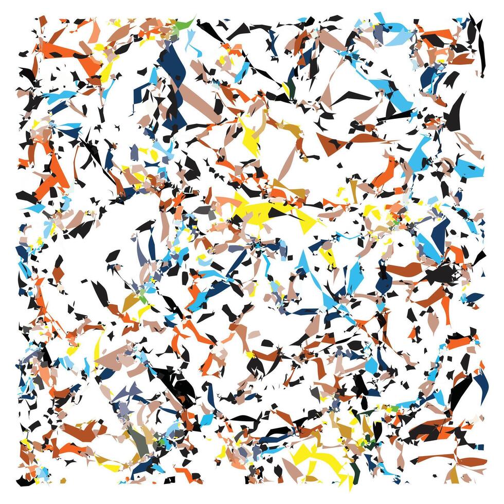 An abstract composition of colorful shapes and fragments on a white background, creating a dynamic and energetic visual effect. vector