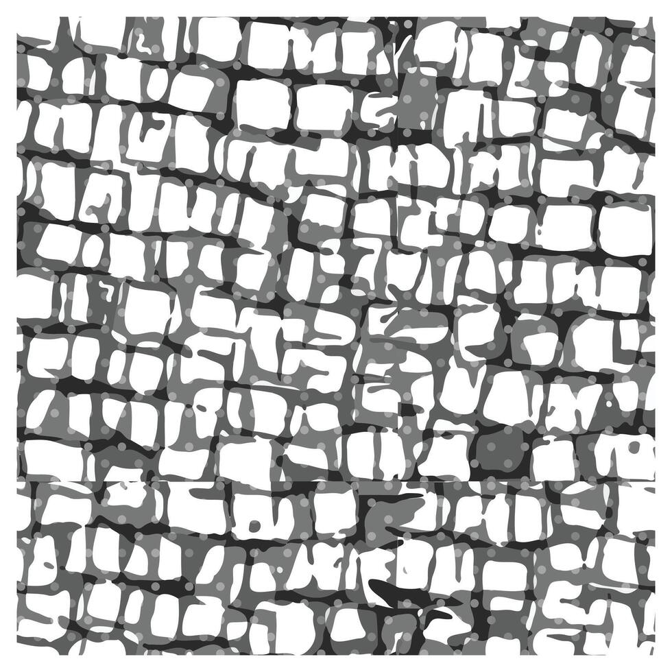 Abstract monochrome pattern of irregular, overlapping stone blocks in shades of gray and white, resembling textured wall surfaces. vector