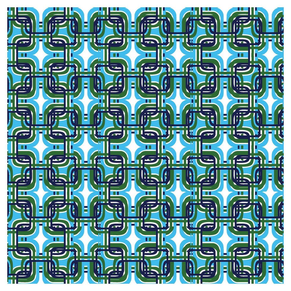 A vibrant geometric pattern featuring intertwining shapes in blue, green, and black, creating a dynamic, multi-layered design. vector