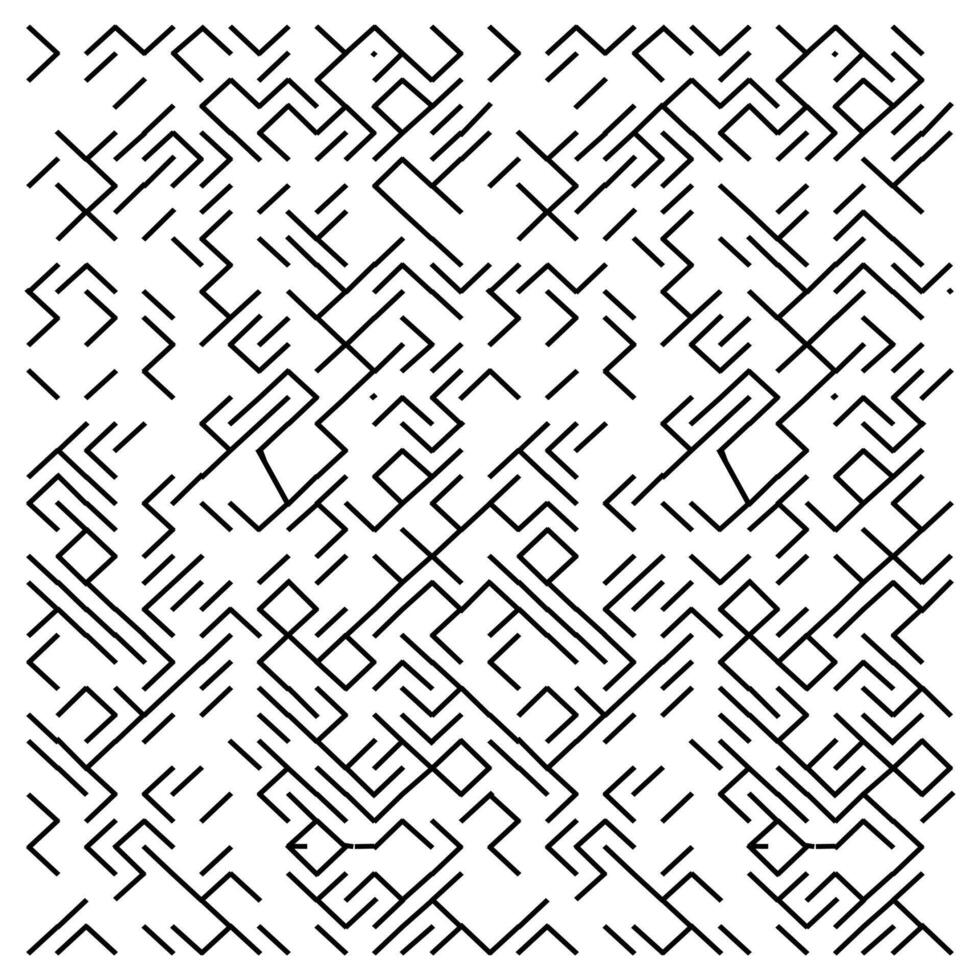 Abstract black line pattern on a white background, featuring intertwining and overlapping geometric shapes. vector