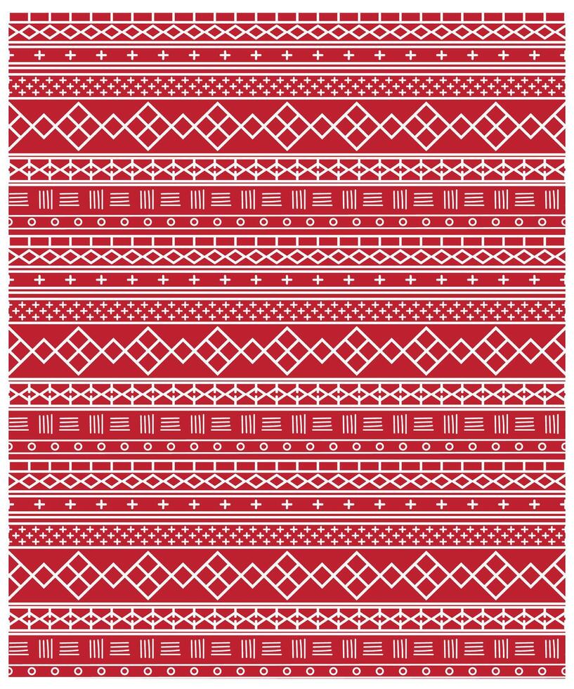 Red patterned design featuring alternating geometric shapes and lines in white, creating a festive and textured look. vector