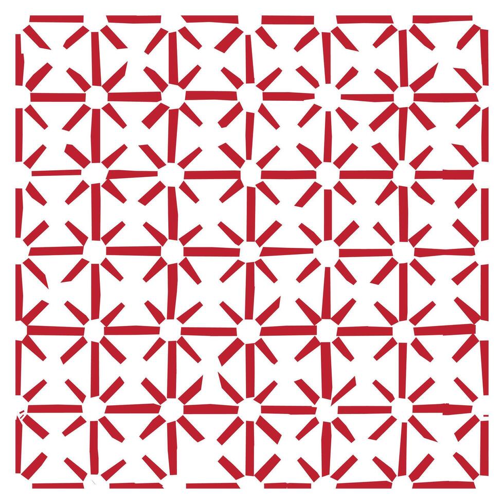A geometric pattern featuring red arrows and octagons arranged on a white background, creating a dynamic and uniform design. vector