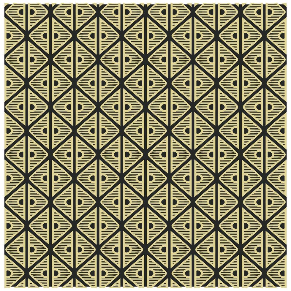 A geometric pattern featuring alternating black and gold diamond shapes with textured and curved designs throughout the surface. vector