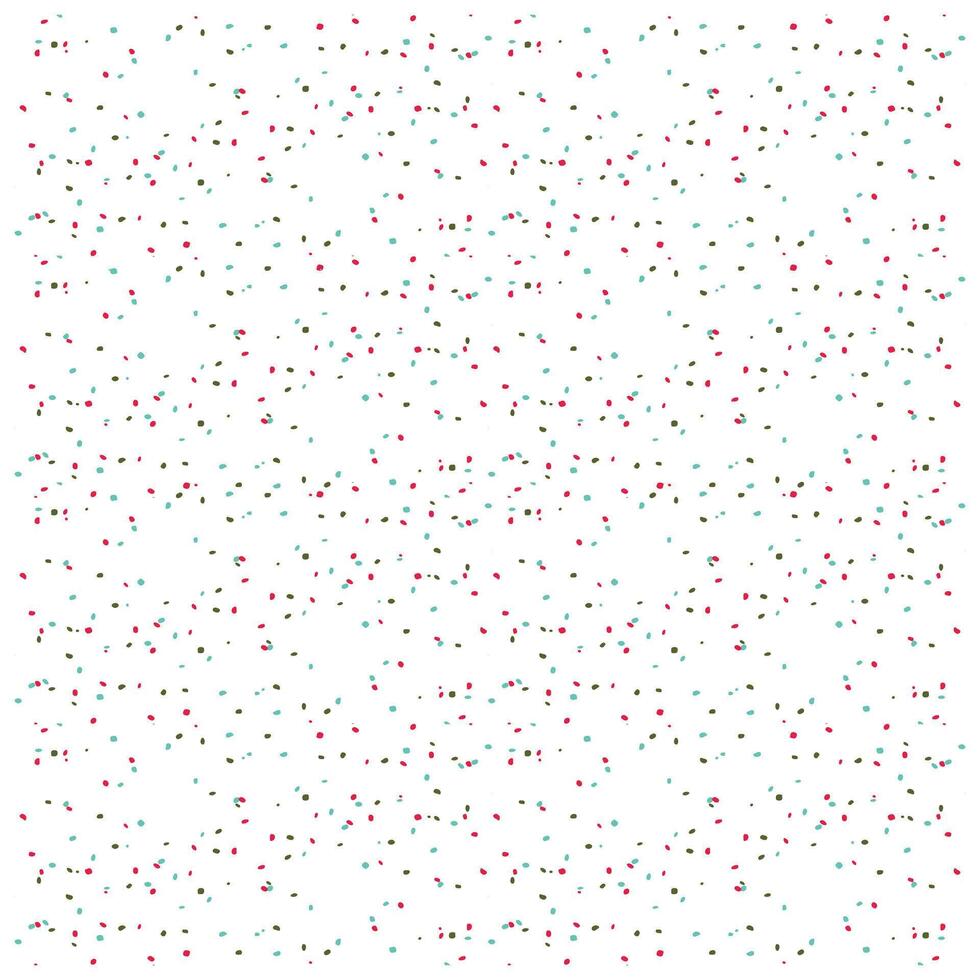 A playful pattern of scattered red, teal, and green dots on a white background, creating a cheerful and vibrant design. vector