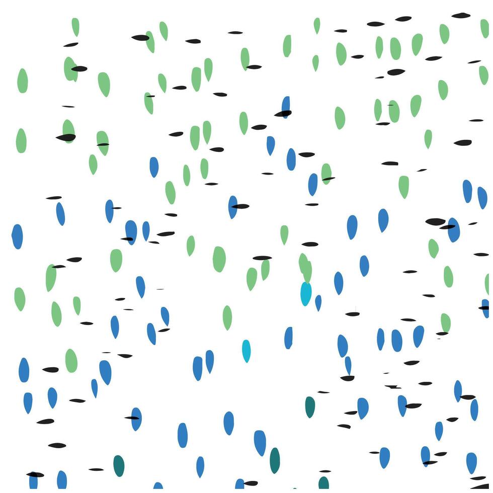A colorful abstract pattern featuring green, blue, and black shapes scattered across a white background, resembling pebbles or leaves. vector