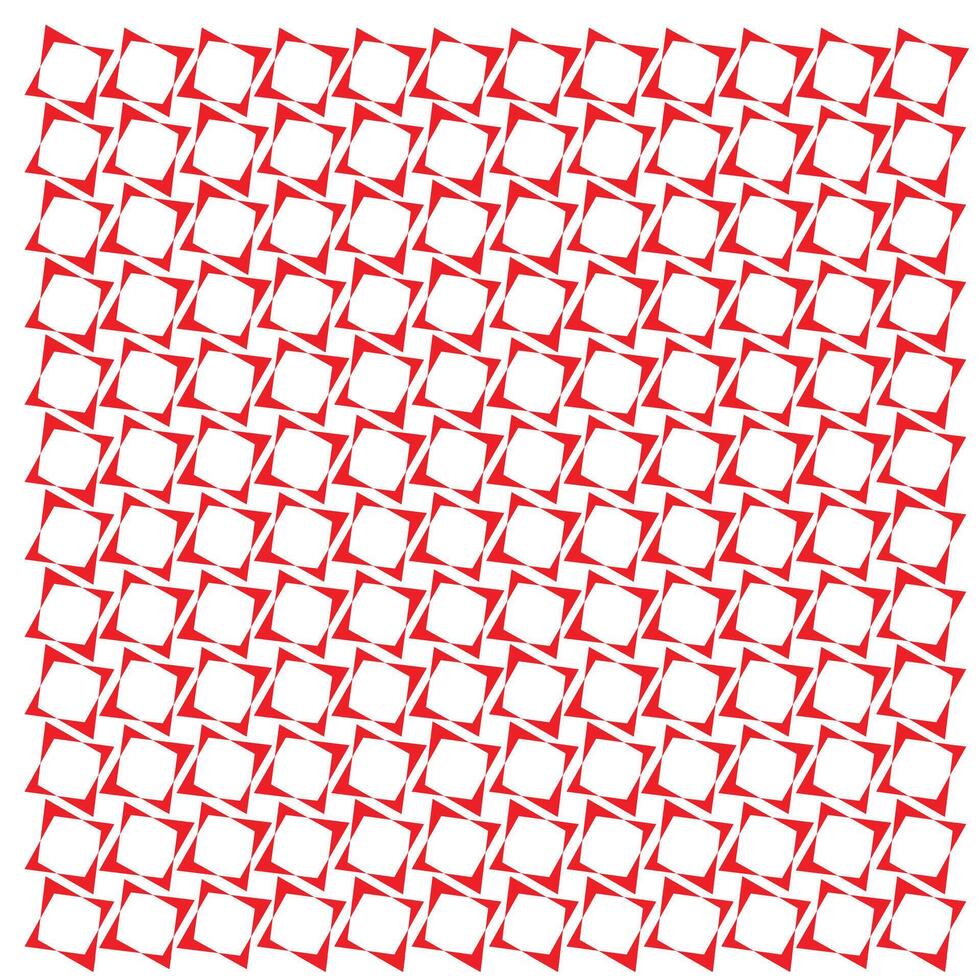 A repeating pattern of red and white geometric shapes, featuring red triangular outlines around white squares, on a white background. vector