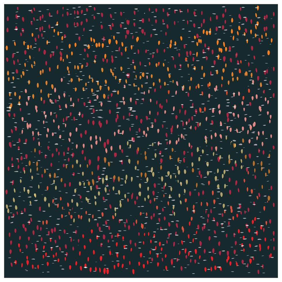 An abstract pattern of vibrant dots in red, orange, pink, and green against a dark background, resembling a festive confetti scene. vector