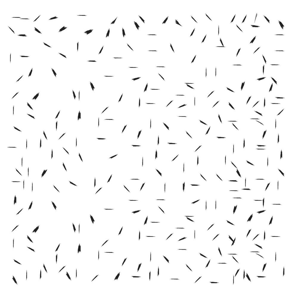 Abstract pattern of black brushstroke-like shapes scattered randomly across a white background, creating a dynamic visual rhythm. vector