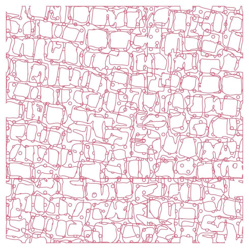 An abstract illustration featuring a grid of irregular, outlined shapes in pink on a white background, resembling a textured wall. vector