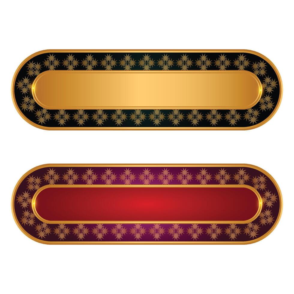 Luxury golden set arabic islamic banner title frame text box with pattern vector