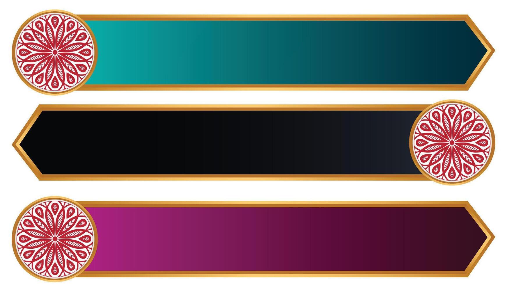 Golden Islamic Banner Set Title Frame Transparent Background vector