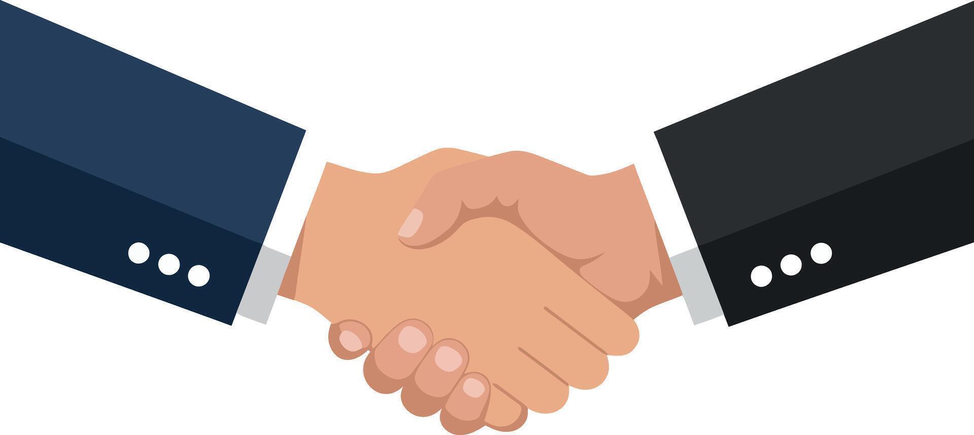 Two hands shaking in a professional setting, minimal flat design illustration vector