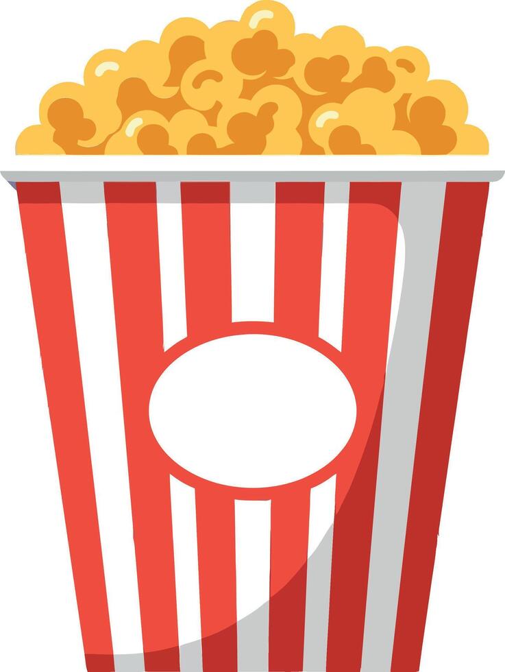 Popcorn in a red and white striped container featuring a minimalistic design in art vector