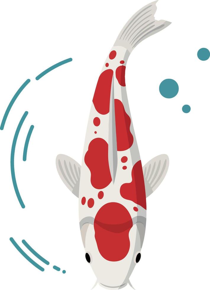 Koi fish swimming gracefully in a serene pond with vibrant colors in flat art vector