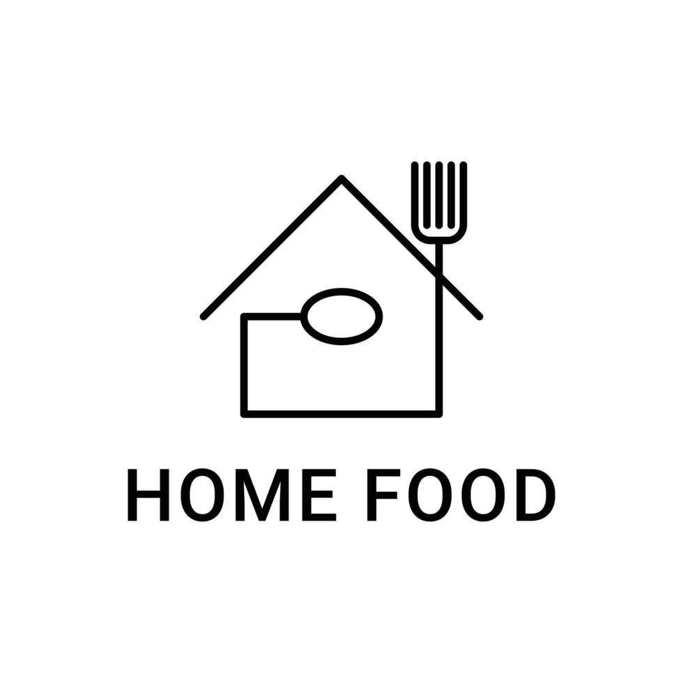 home food logo design concept idea with spoon and fork icon line vector