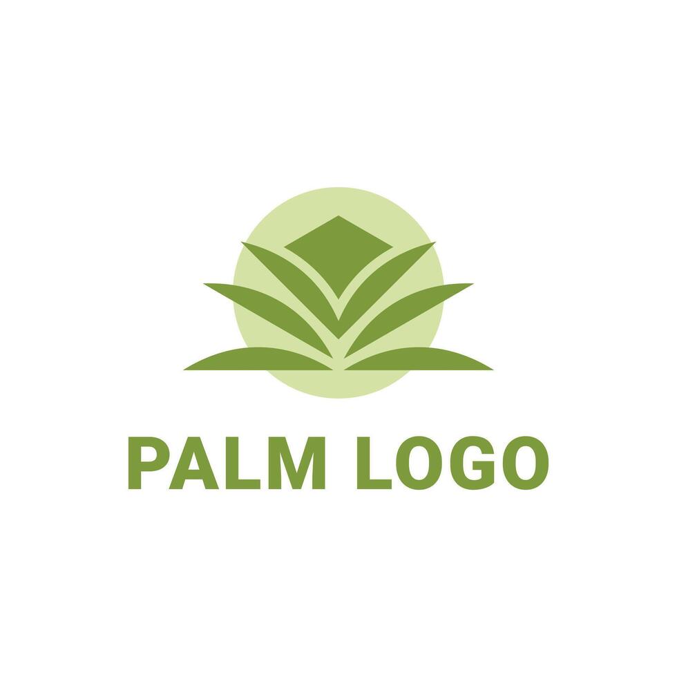 green palm logo design creative idea with label circle vector