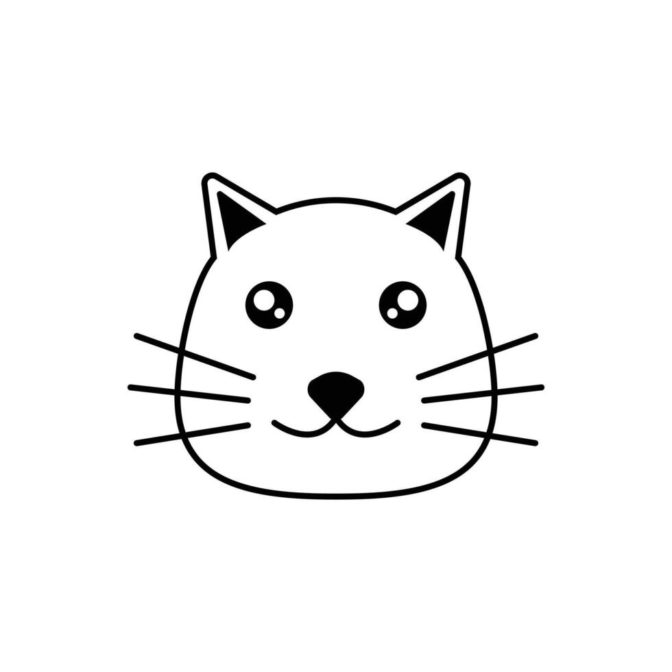 cute cat face logo design concept line style vector
