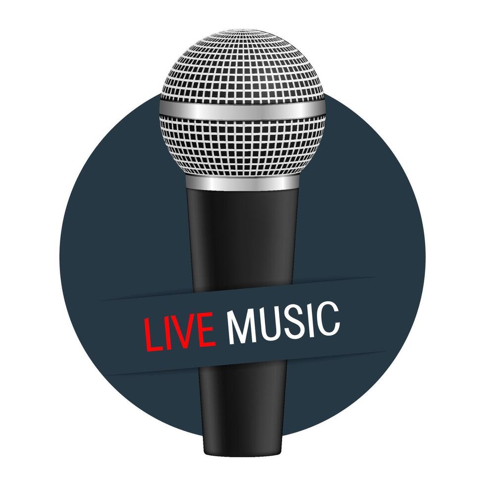 Live music banner with a microphone vector
