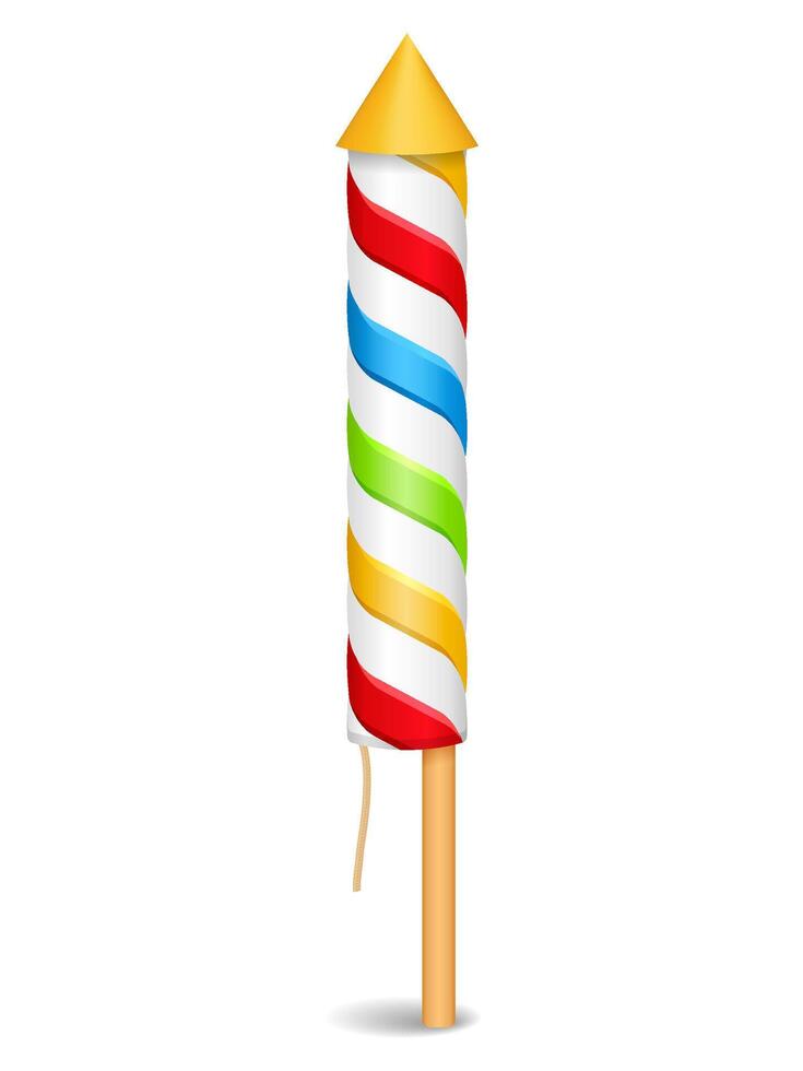Colorful striped firework rocket vector