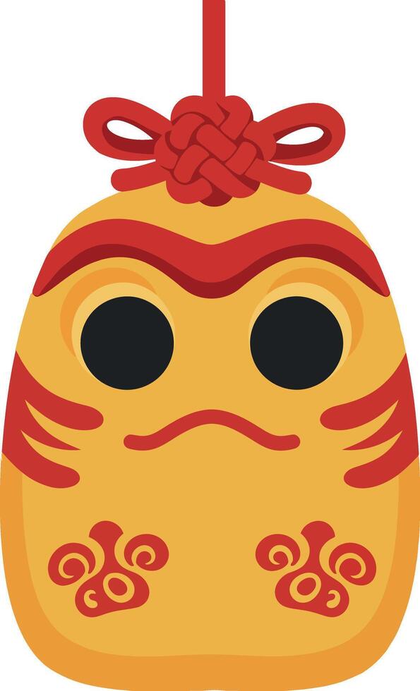 Traditional Japanese daruma doll in bright colors, minimal design style, cheerful art vector