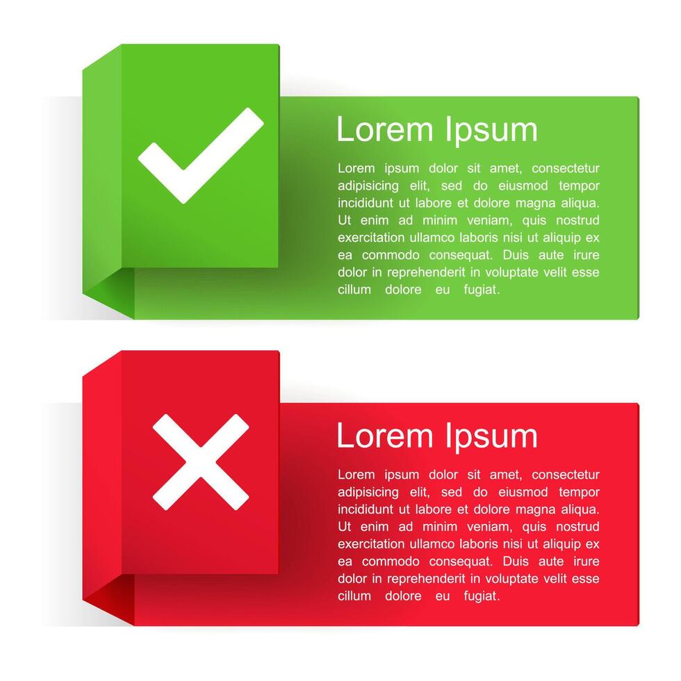 Banners with check and cross symbols vector