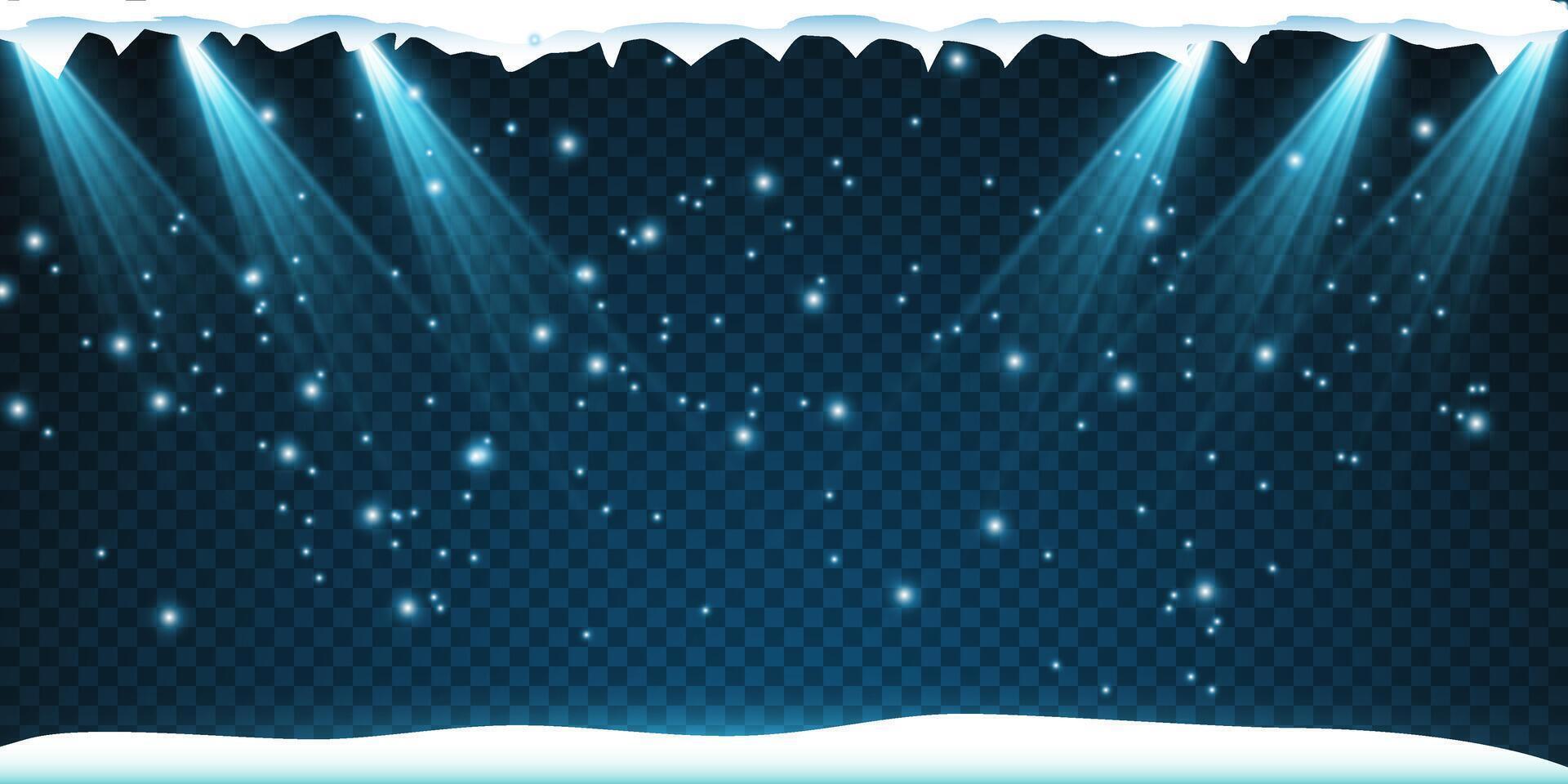 Winter background with snow and lights vector