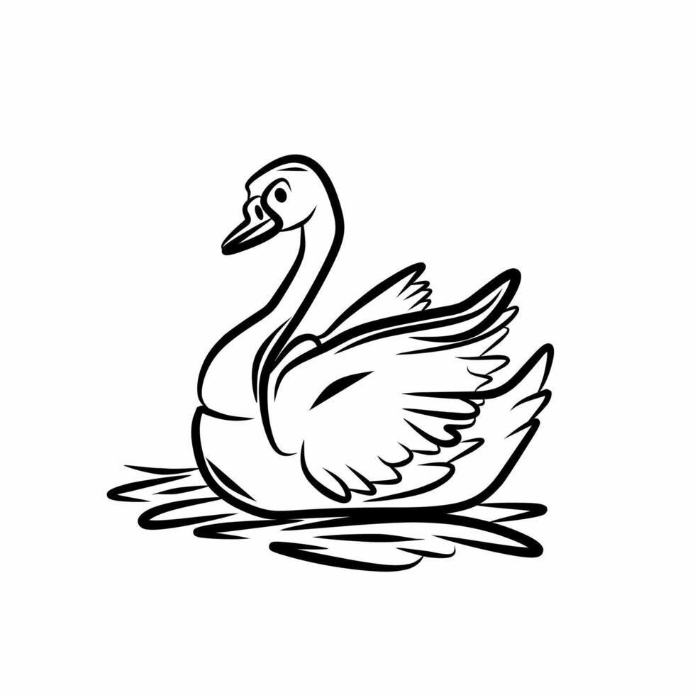 illustration of a duck swimming in the water. illustration of duck. vector