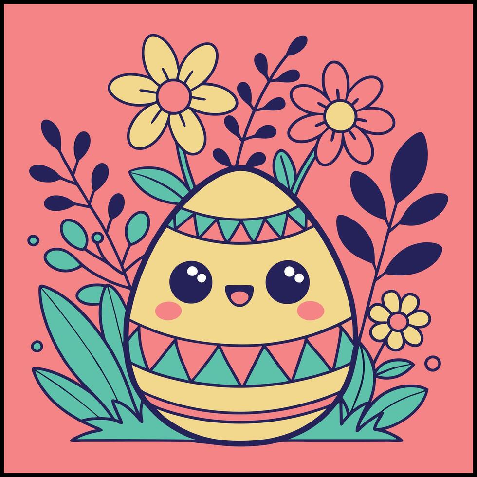 Easter Egg and Flowers T-Shirt - Whimsical Egg with Floral Accents vector