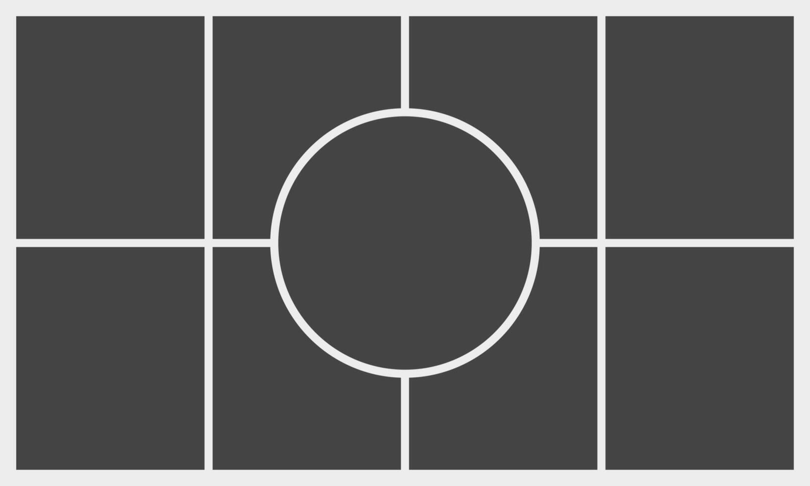 Set of collage frames with circle shape inside vector
