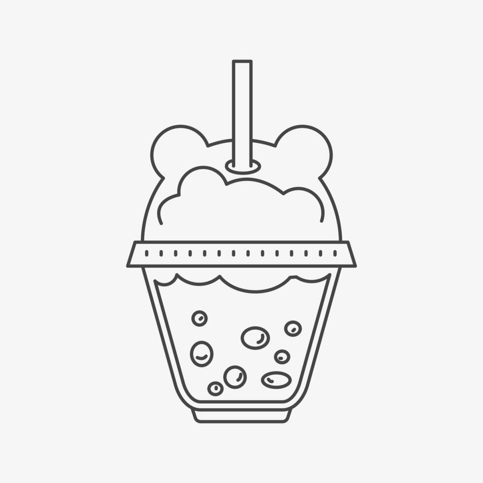 Bubble tea hot drink with cream line illustration vector