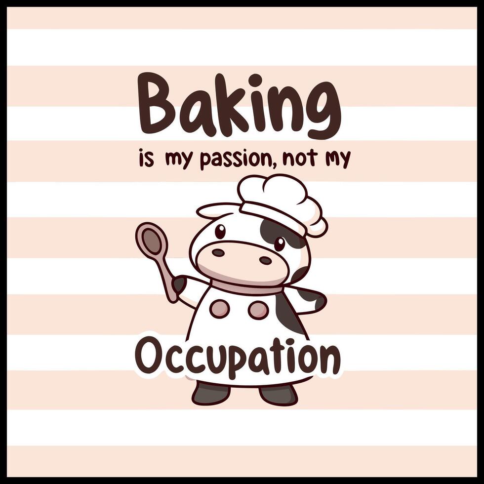 Funny Baking Tee Cow Chef Graphic vector
