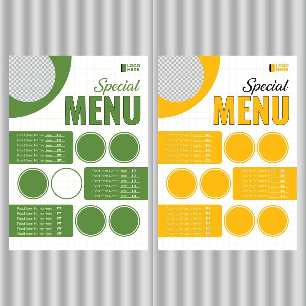 Special food menu design for restaurant business vector