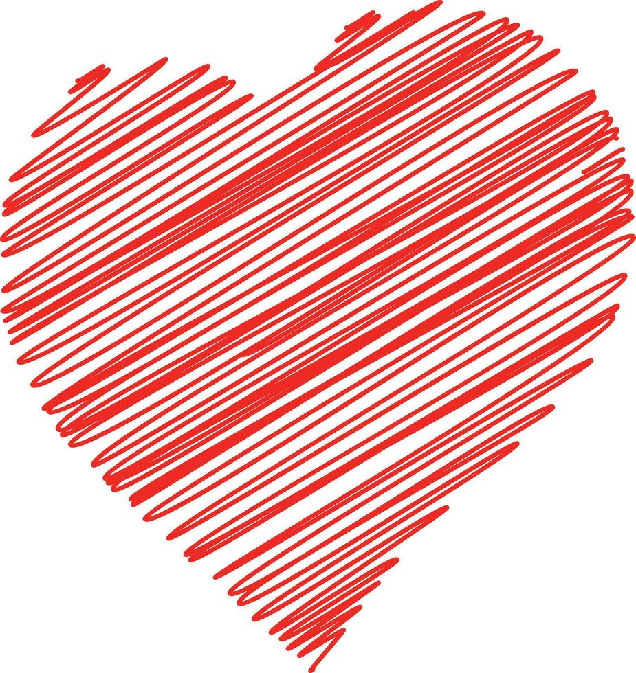 Red heart sketch icon vector