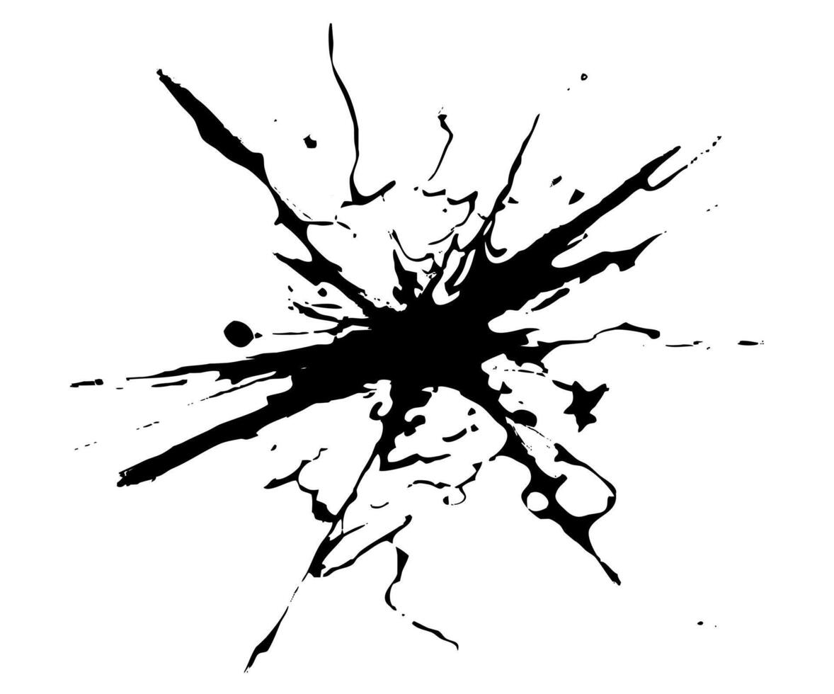 Ink Blot Abstract Shape Like Rorschach Test. Black Ink Splatter on White Background vector