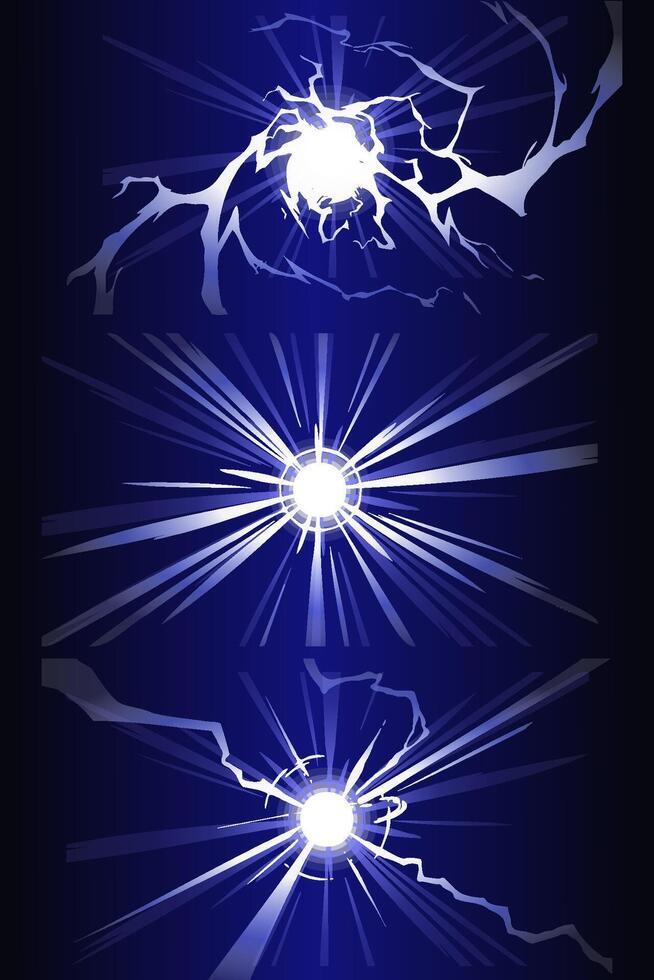 Electric Blue Lightning Energy Explosion Set vector