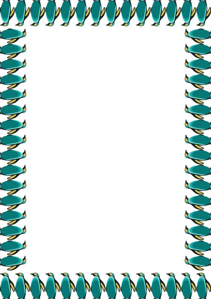 Penguin childish frame print. Nursery simple art design with empty space for your text. Baby shower design vector