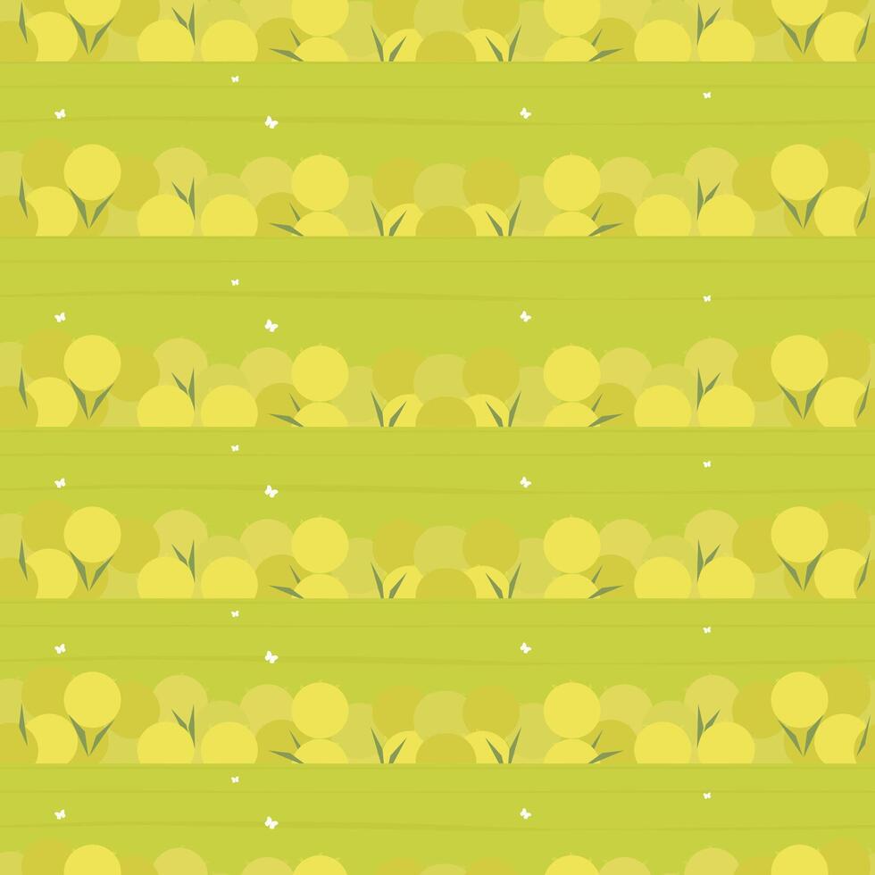 Seamless pattern with dandelions field. Flourish art for easter celebration. Floral spring illustration vector