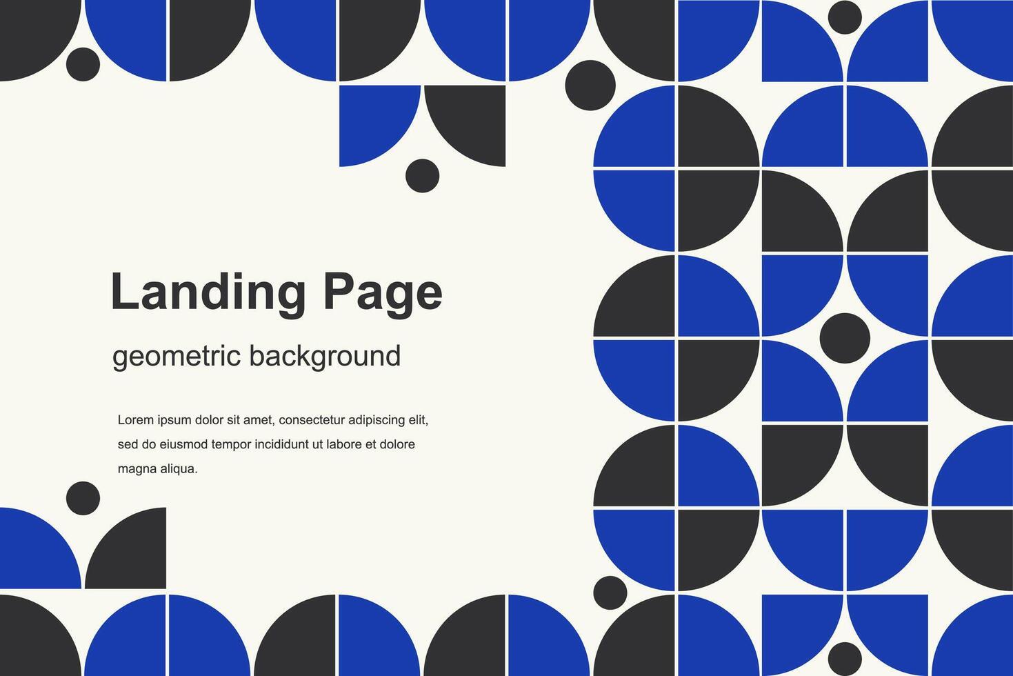 Abstract homepage design - minimalism landing page. Geometric blue elements abstract banner template vector