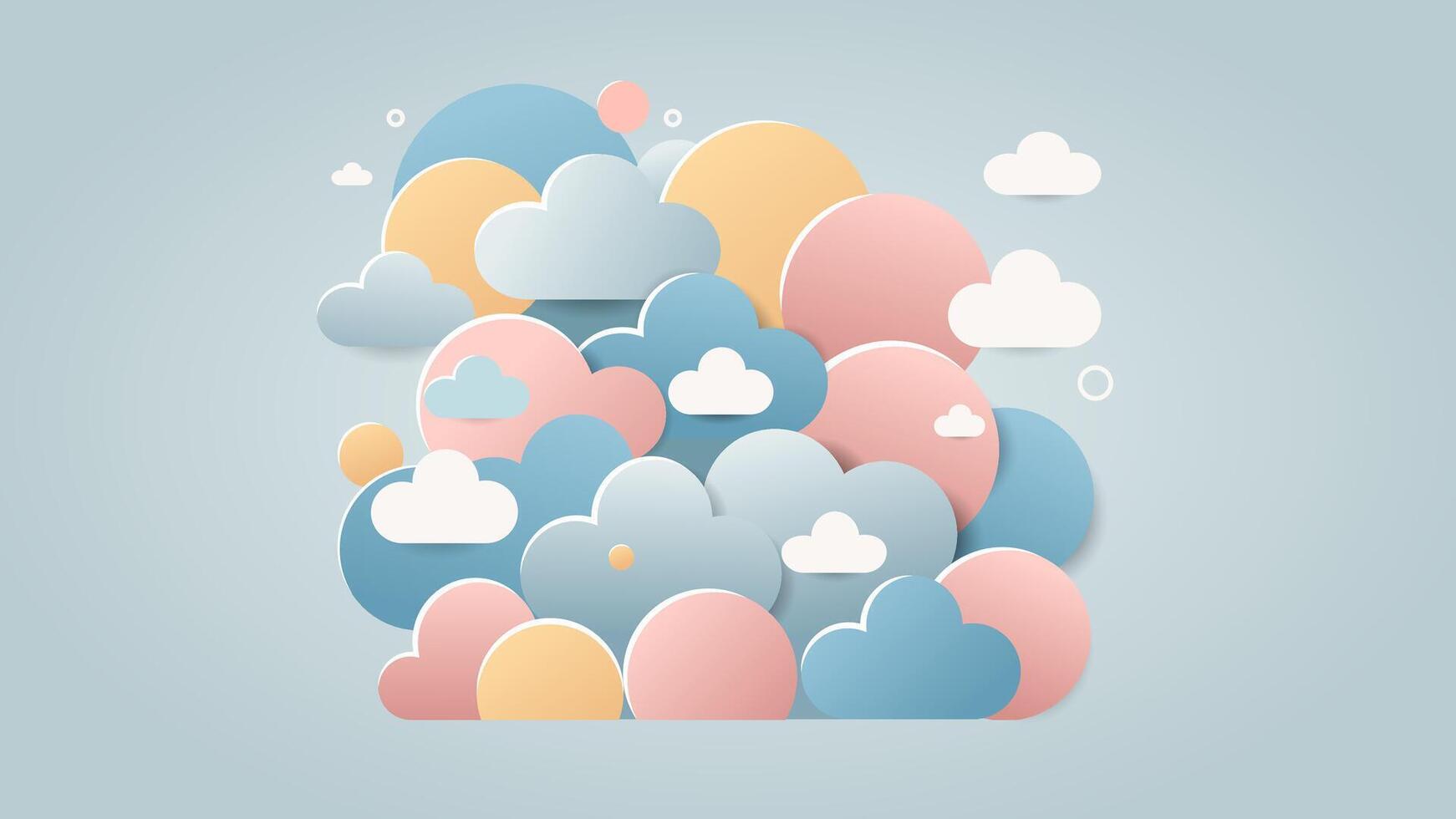Soft Pastel Cloudscape with Dreamy Layers and Floating Elements vector