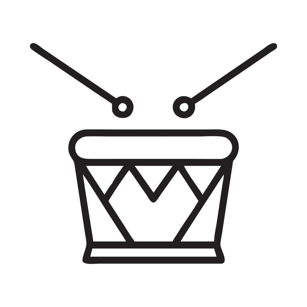 Drum with sticks icon, illustration of a drum, Simple Line Art Illustration of a Drum with Sticks vector