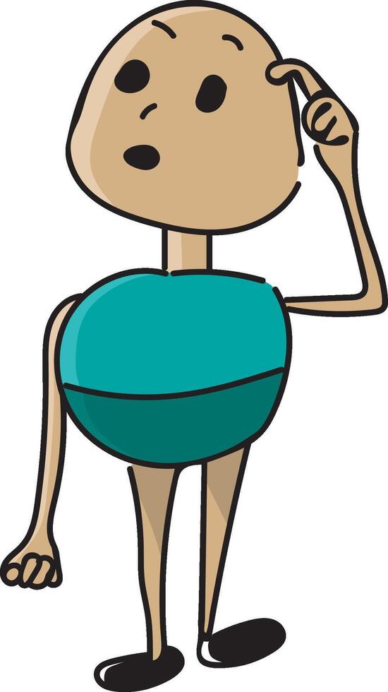 man in question mood, curiosity and confusion simple cartoon illustration vector