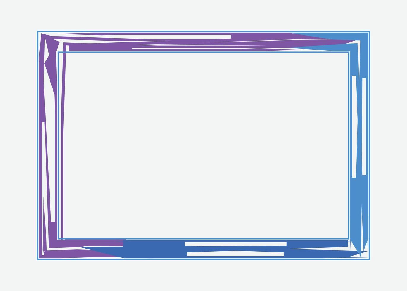Certificate border template or photo frame design with blue and violet color vector