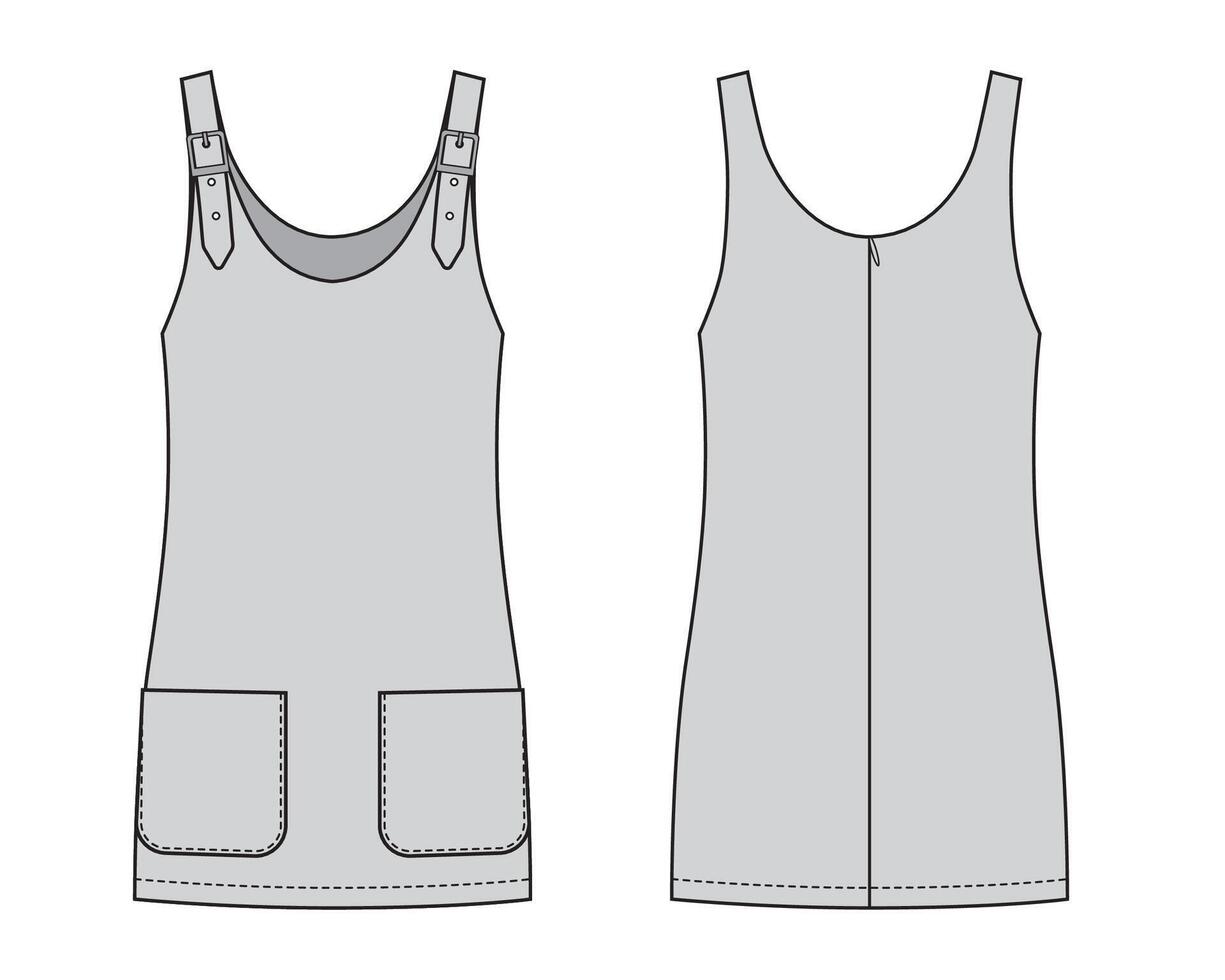 Dress with a buckles clasp on the shoulders vector