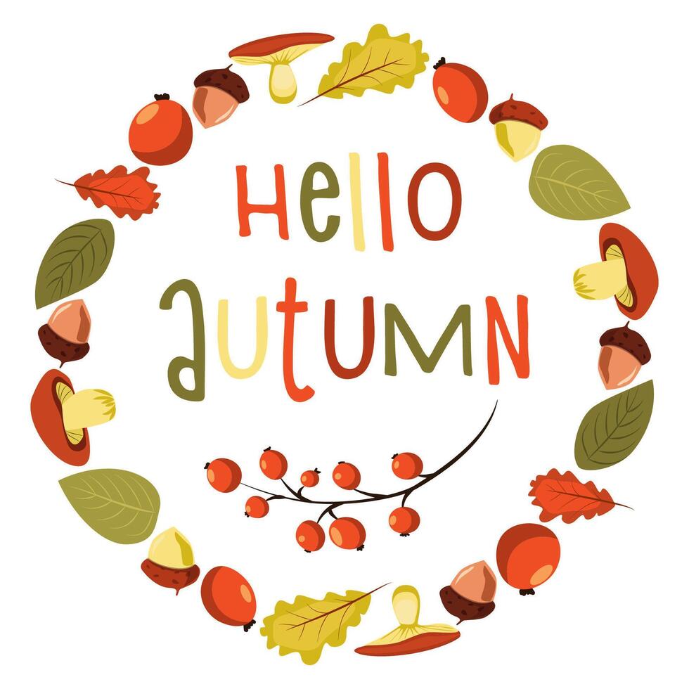 Abstract autumn . Frame of bright warm tones, hello autumn. Poster banner isolated on a white background. September. autumn leaves vector