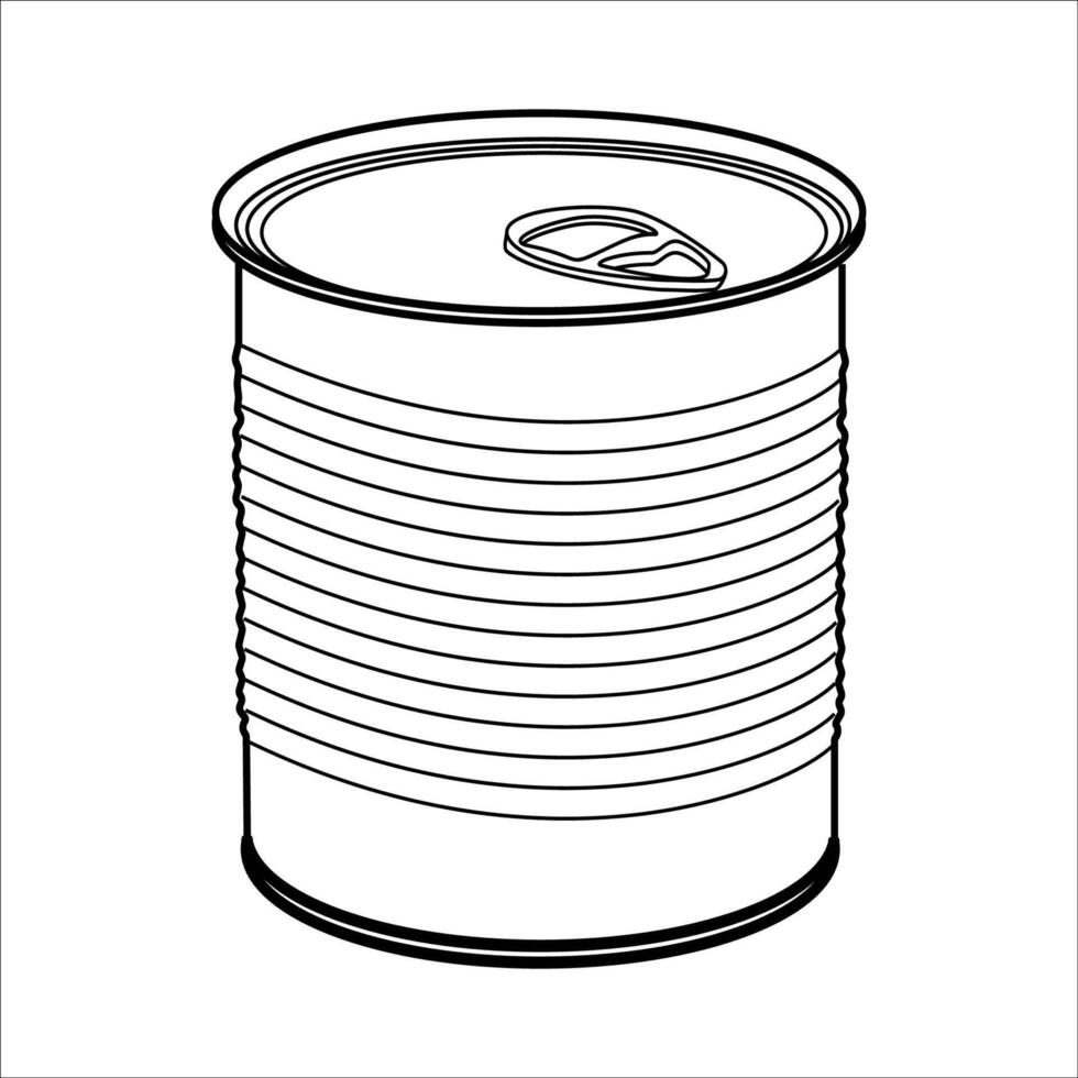 Opened tin can. outline icon. cartoon vector
