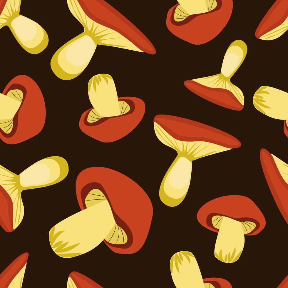 Seamless pattern with hand drawn mushrooms on white background. vector