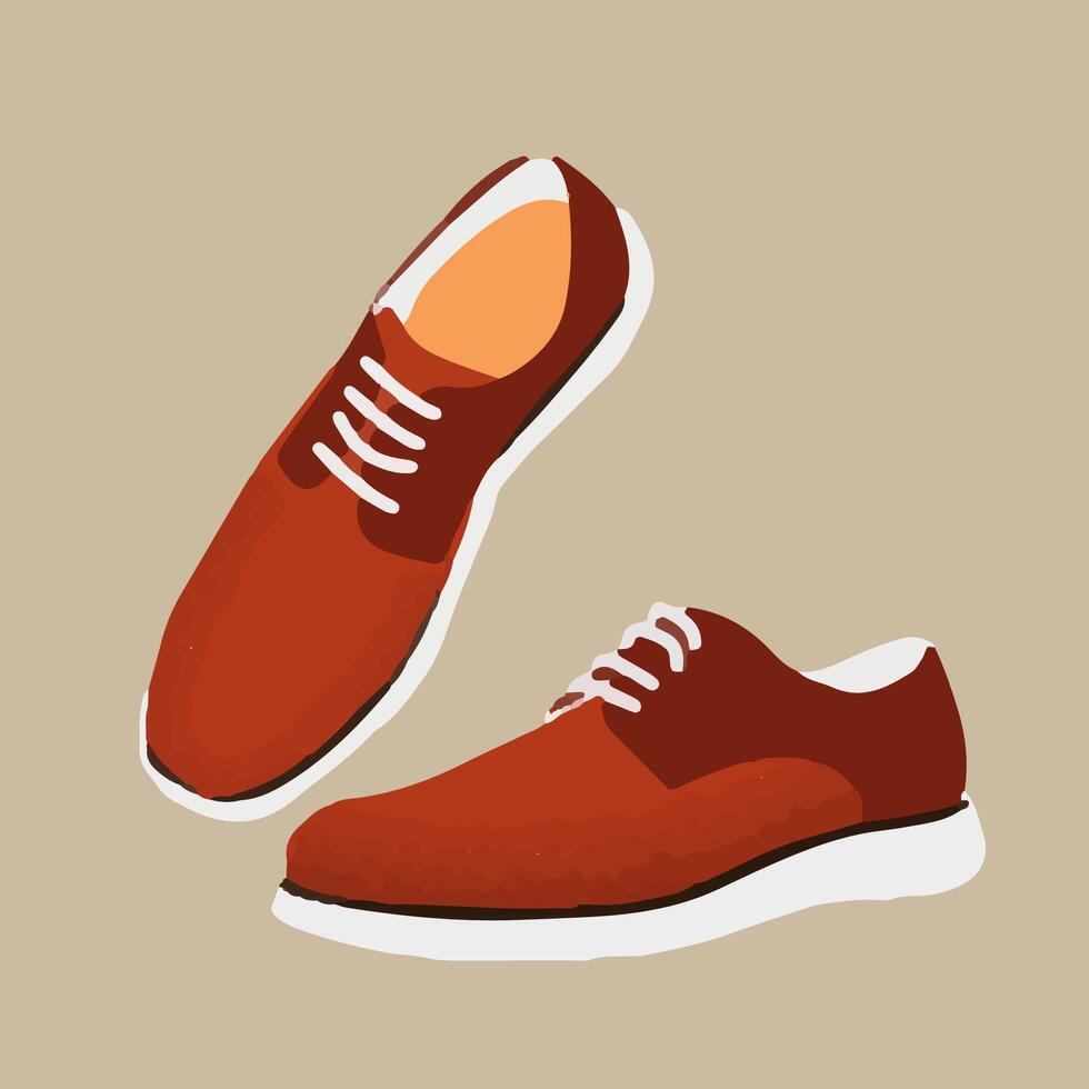 Modern flat shoes with laces. Fashionable casual walking shoes. Color illustration of fashionable trekking shoes highlighted on a white background vector
