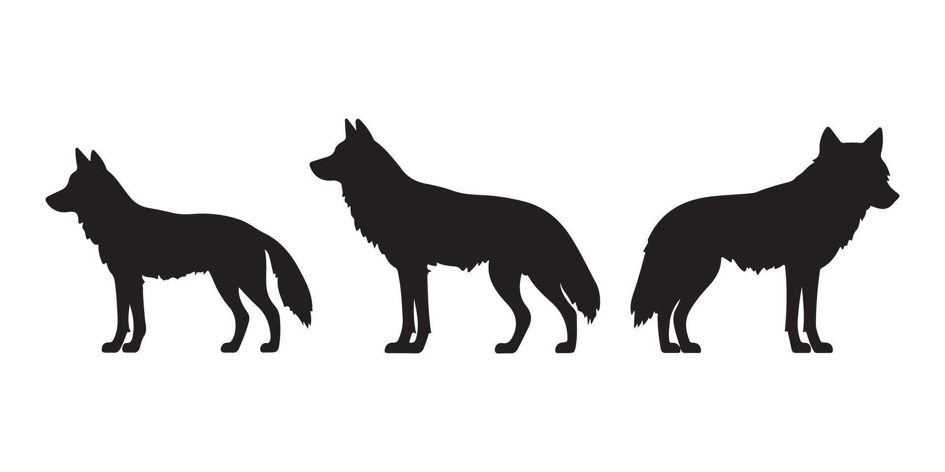 silhouettes of wolves set icon vector